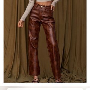 NWT 12th Tribe Maeve Brown Leather Pants